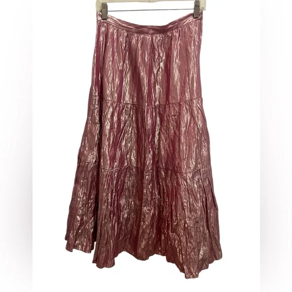 Anthropologie Maeve Alicia Crinkled Metallic Maxi Skirt - Size 8 - Picture 4 of 7